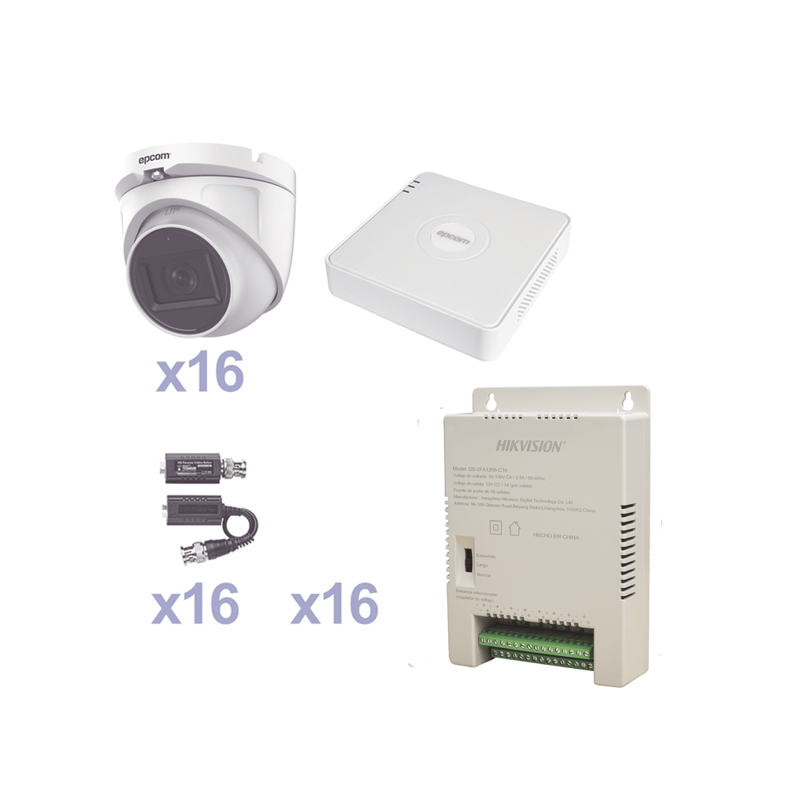 Kit TurboHD 16 canales 16 cámaras Eyeball Smart IR con instalación incluida