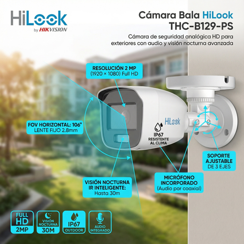 Kit 4 cámaras ColorVu HiLook 1080p, imagen promocional instalación en CDMX