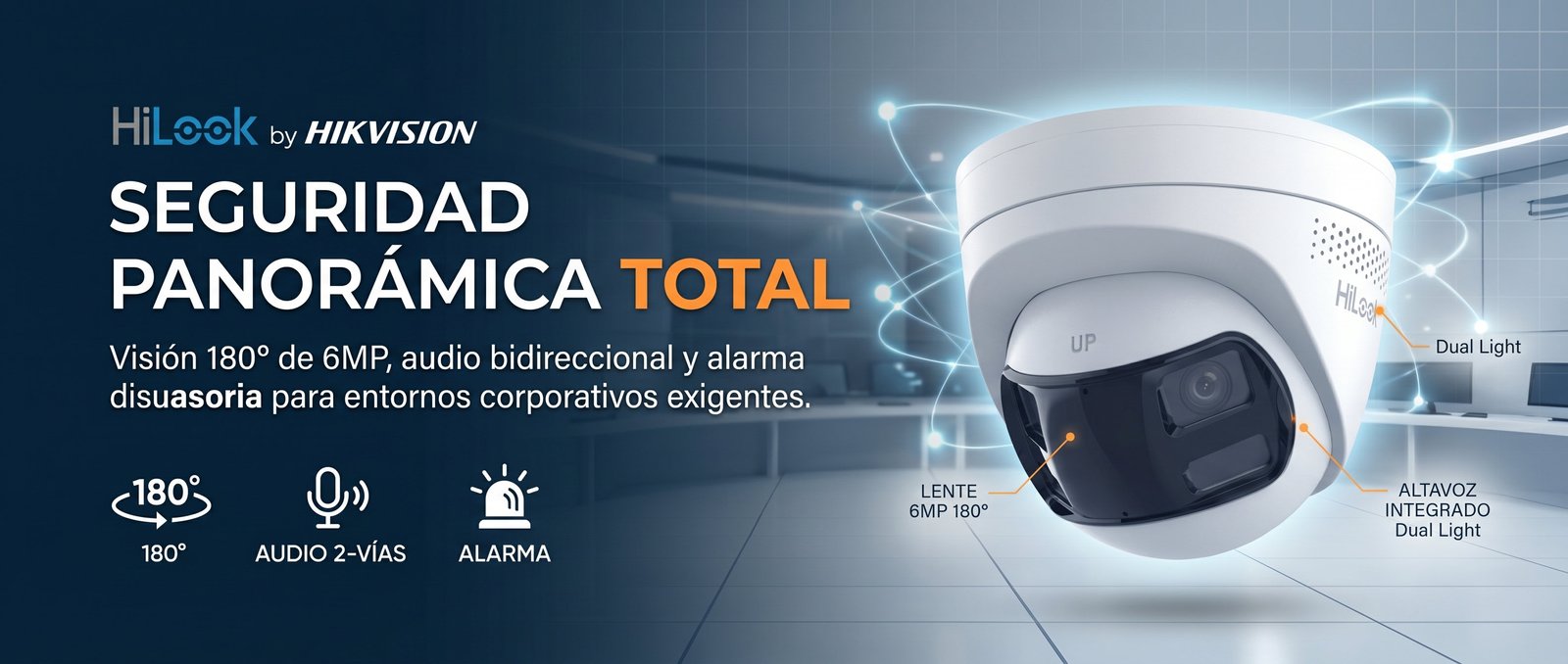 Kit panorámico 180° HiLook banner seguridad panorámica total CDMX