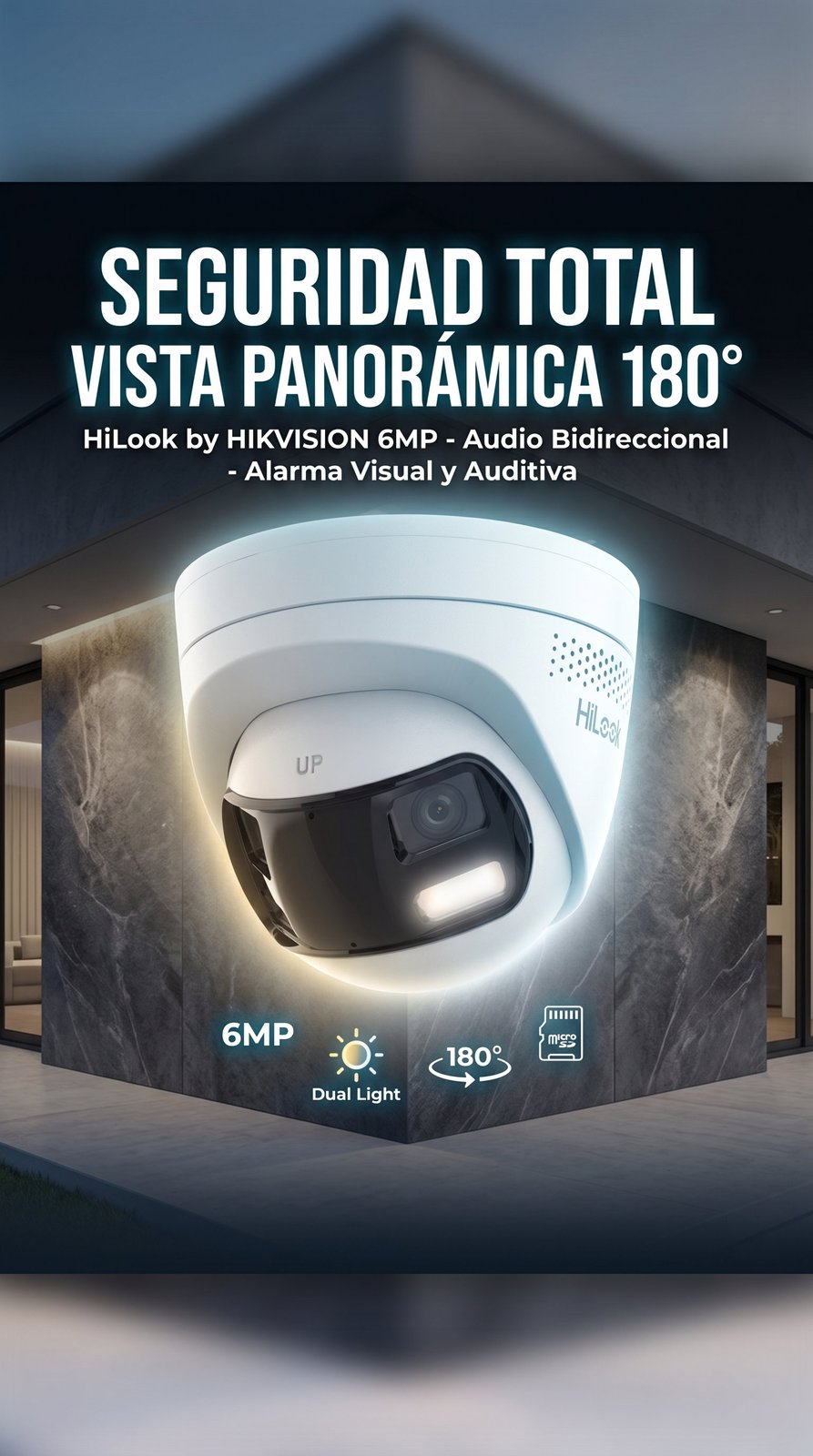 Kit panorámico 180° HiLook IPC-T260HAD seguridad total 6MP CDMX
